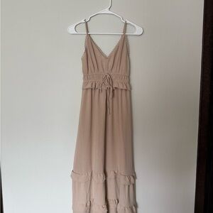 Elegant Tan Maxi Dress